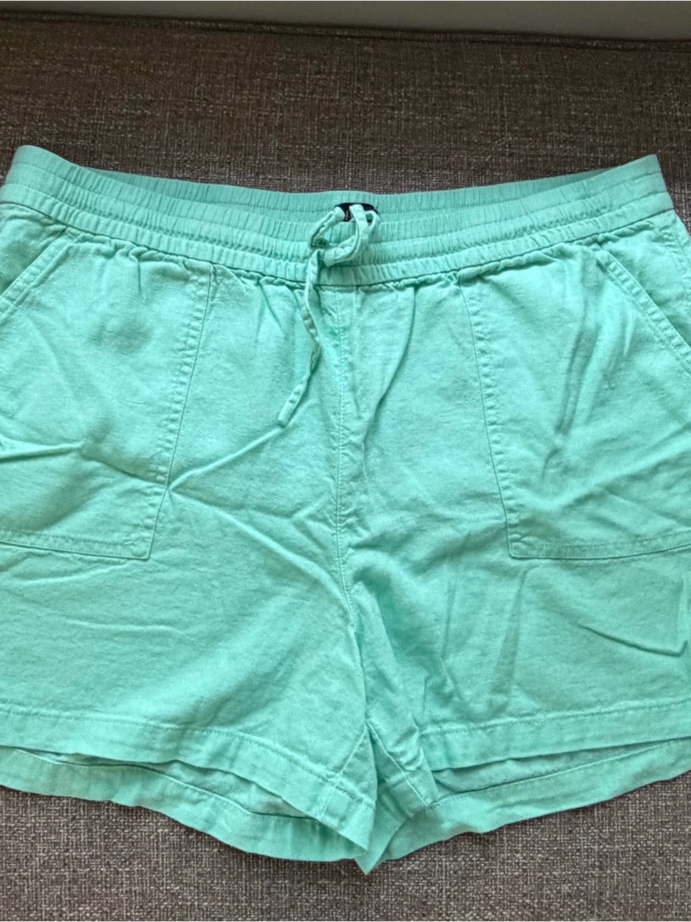 Women’s Teal Linen Blend Drawstring Shorts